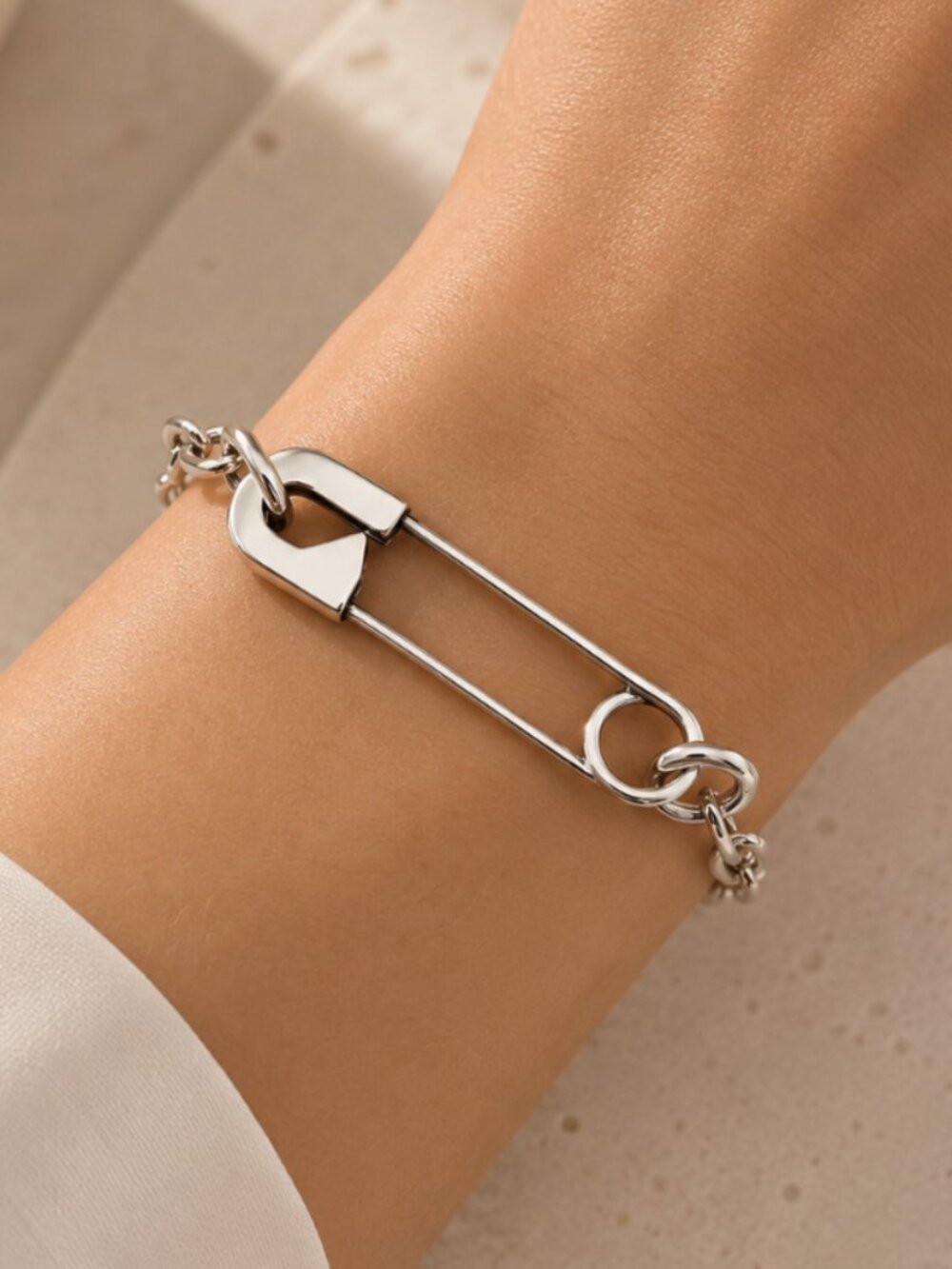 925 Sterling Silver Paperclip Bracelet Unique Vintage Silver Bracelet
